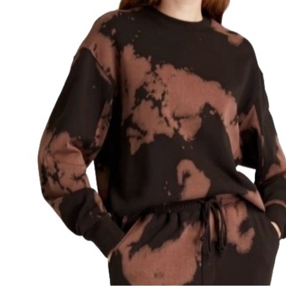 pistola Tops - Pistola Bleached Tie Dye Sweatshirt Women’s Brown & Light Brown Size XS